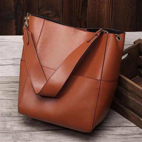 bucket bag real leather